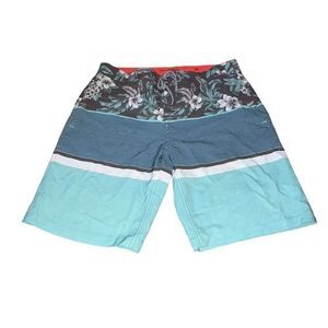 Men's Goodfellow & Co Blue & Grey Hawaiian Print Swimsuit